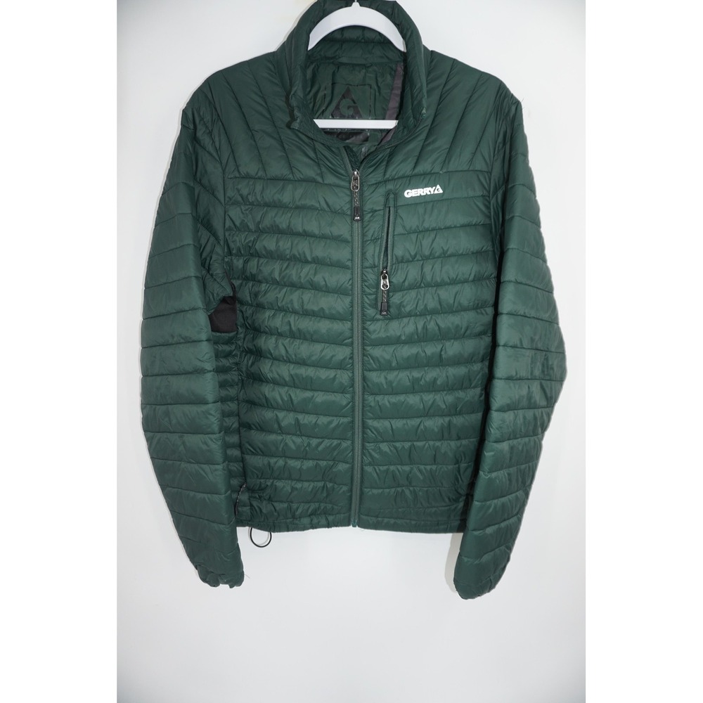 Gerry Jacket Mens Medium Green Quilted Puffer Full Zip Lightweight 1720588